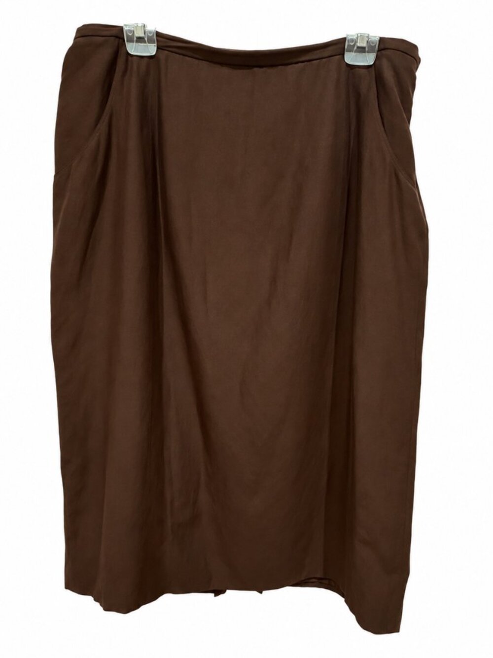 Elisabeth Liz Claiborne Brown Silk Linen Midi Skirt Plus Size 22